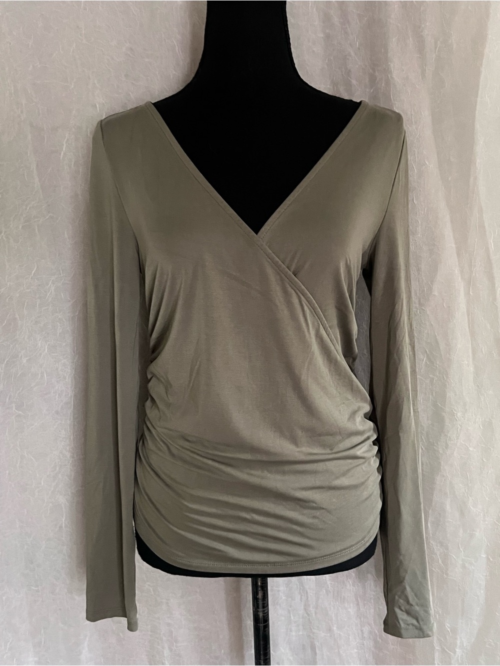 Guess Olive Green Long Sleeve Wrap Top